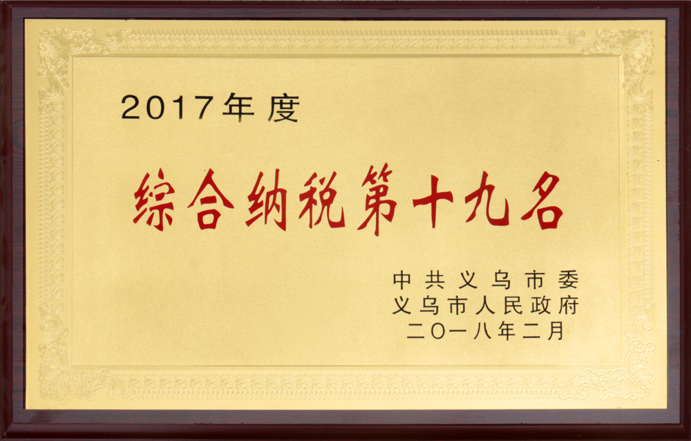 2017年综合纳税第十九名